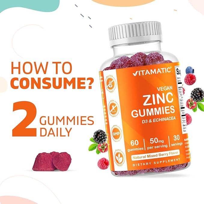 Vitamatic Zinc 50mg | 60 Vegan Gummies