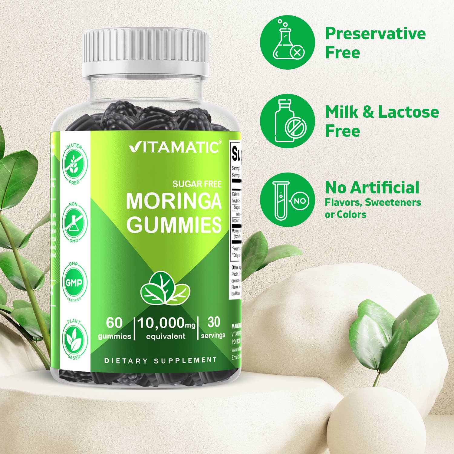 Vitamatic | Sugar Free Moringa Gummies 10000 mg | 60 Gummies