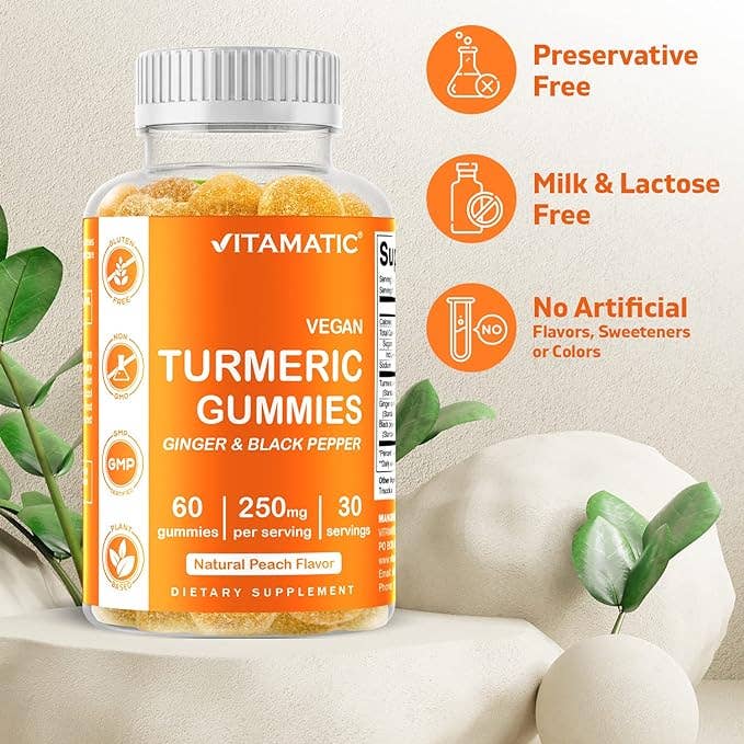 Vitamatic Turmeric Ginger with Black Pepper 60 Vegan Gummies