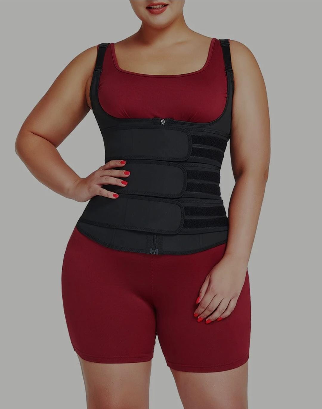 Latex Black Vest Shaper Adjustable Strap Zipper Fat Burning