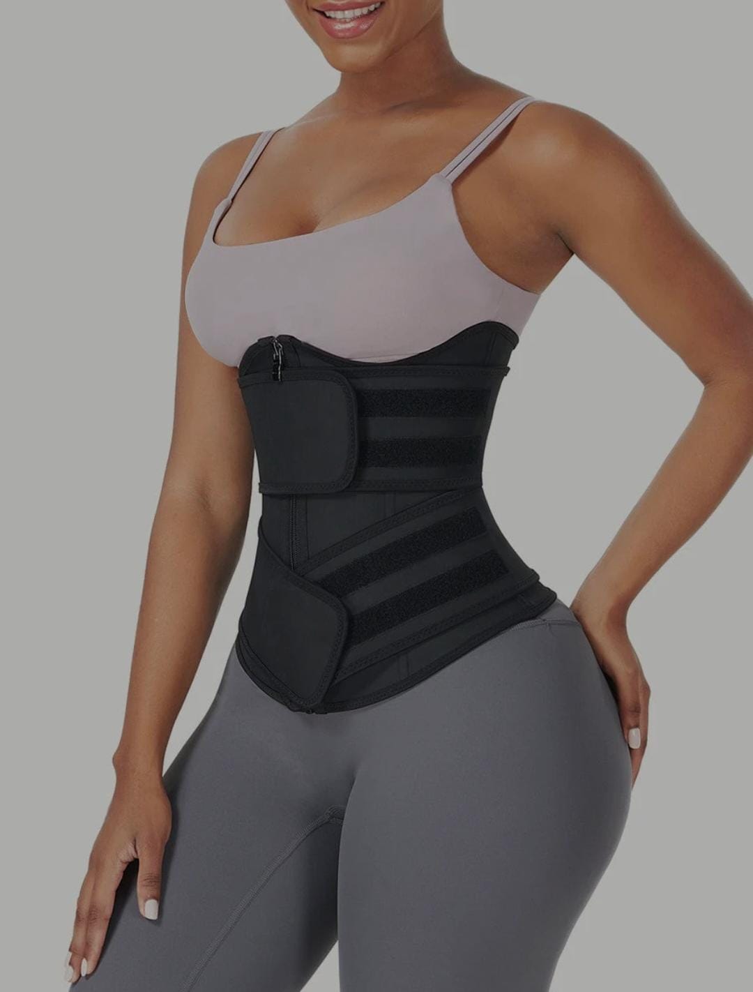 Under Bust Latex Waist Trainer Double Belt Waist Control