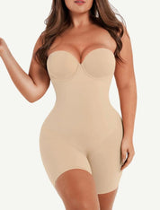 Back Smoothing Underwire Cup Push Up Bra Strapless Shortie Bodysuit