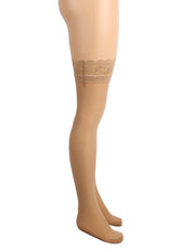 Nude Sexy Lace Pearlescent Stockings With Silicone Straps