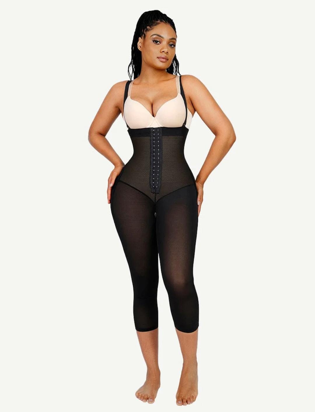Latex Open Bust Tummy Control Shapewear with Adjustable Straps
