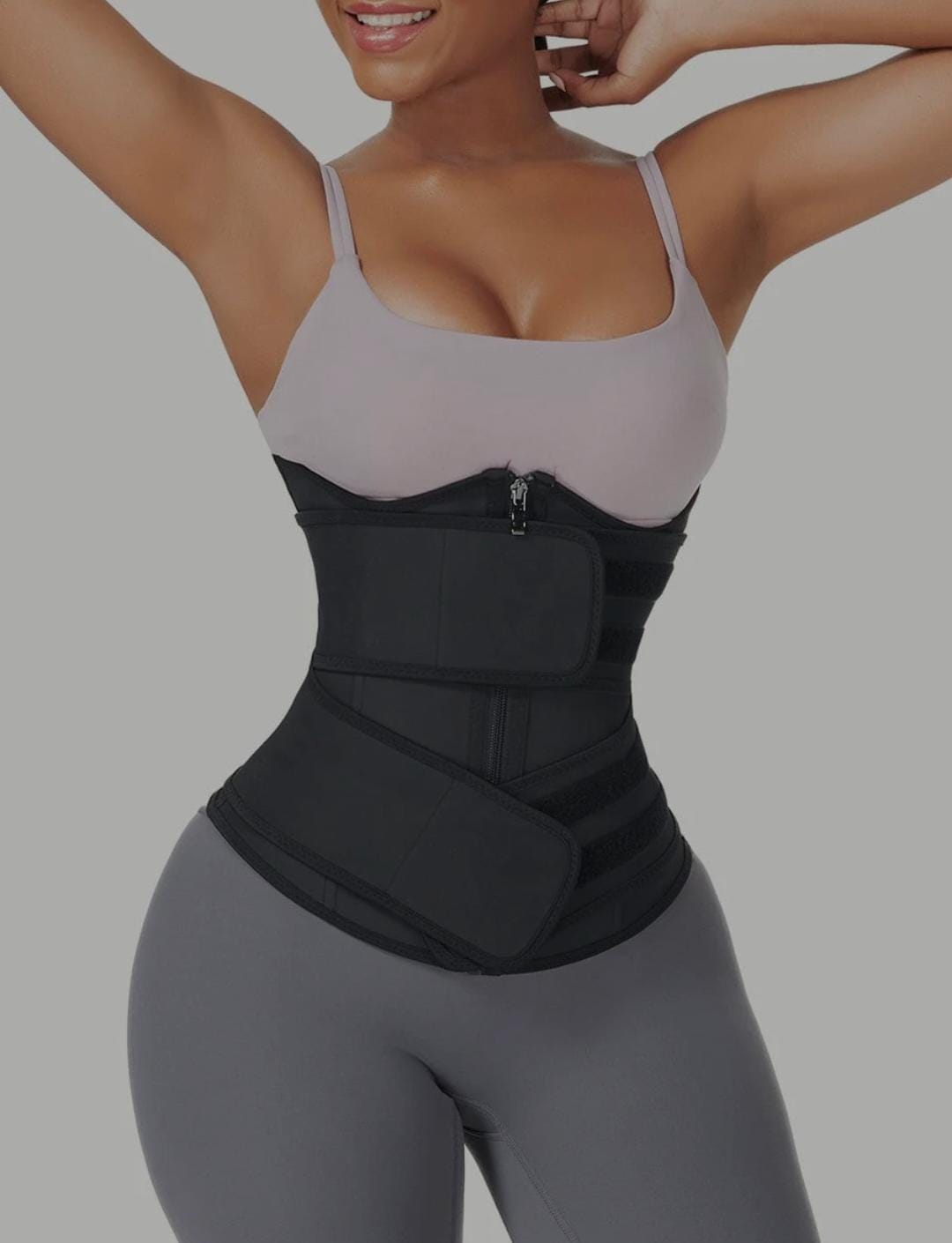 Under Bust Latex Waist Trainer Double Belt Waist Control