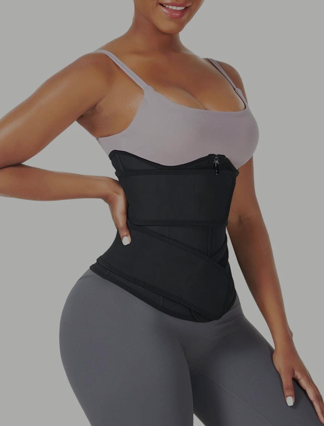 Under Bust Latex Waist Trainer Double Belt Waist Control
