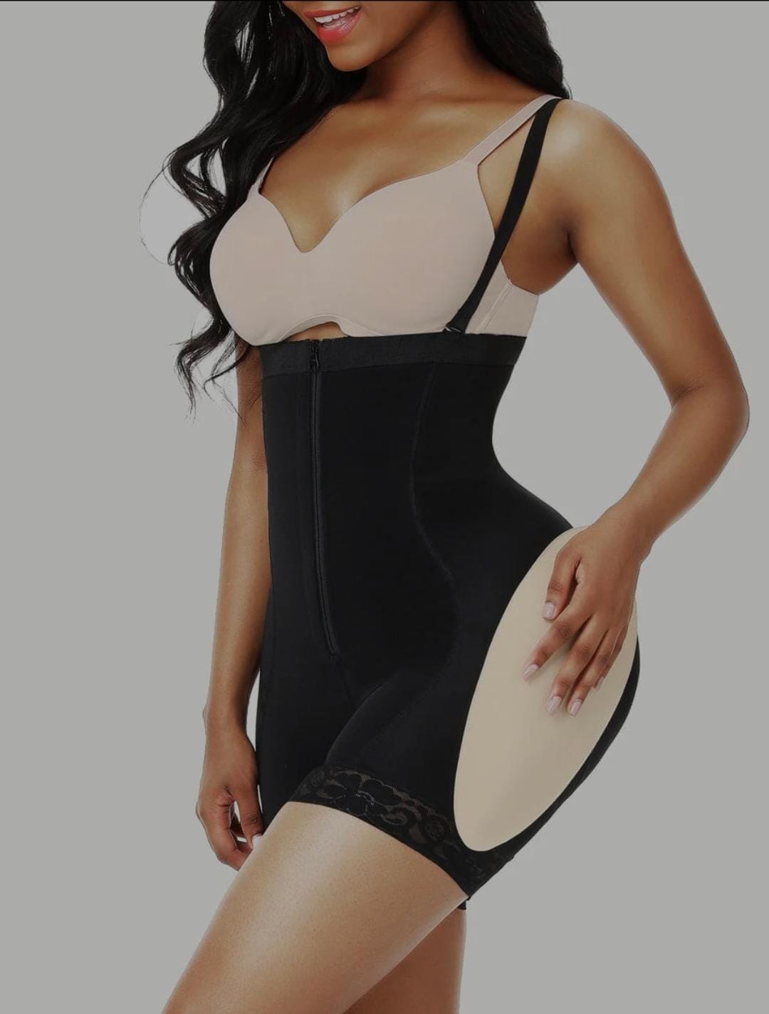 Butt Lifter High Waist Lace Removable Pads Firm Compression