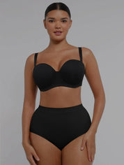 Strapless Non-slip Gathering Bust Support Underwire 1/2 Cup Bra