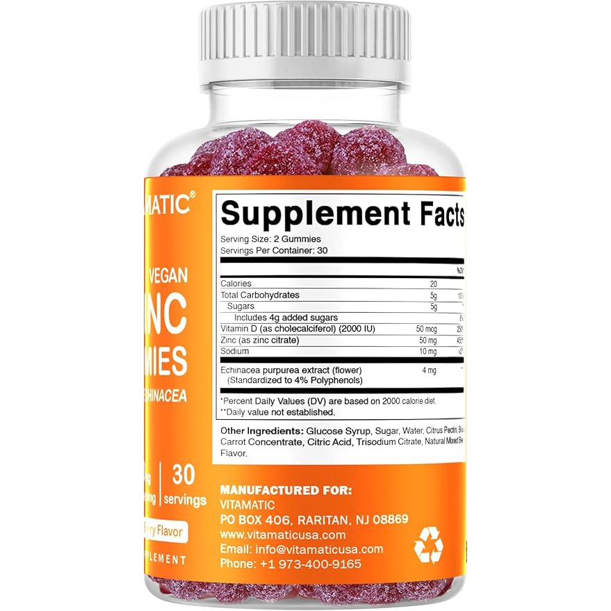 Vitamatic Zinc 50mg | 60 Vegan Gummies