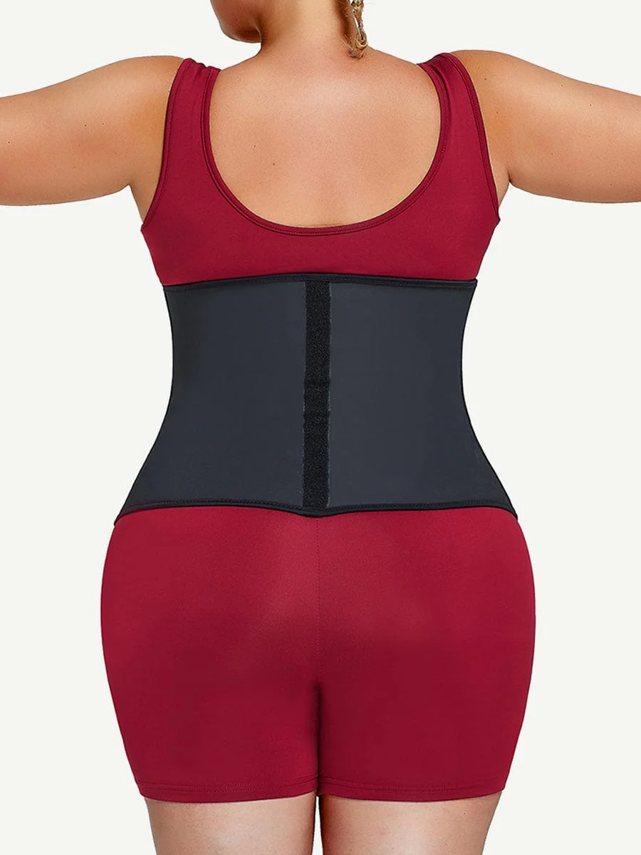 Black 7 Steel Bones Waist Cincher Double Belts Body Trimmer