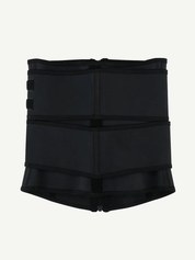 Black 7 Steel Bones Waist Cincher Double Belts Body Trimmer