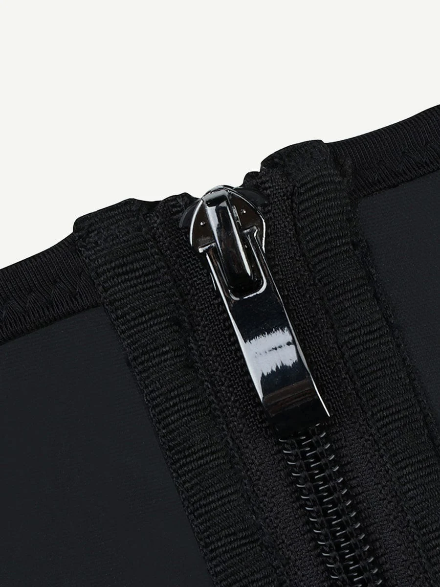 Black 7 Steel Bones Waist Cincher Double Belts Body Trimmer