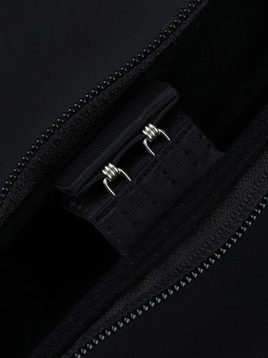 Black 7 Steel Bones Waist Cincher Double Belts Body Trimmer