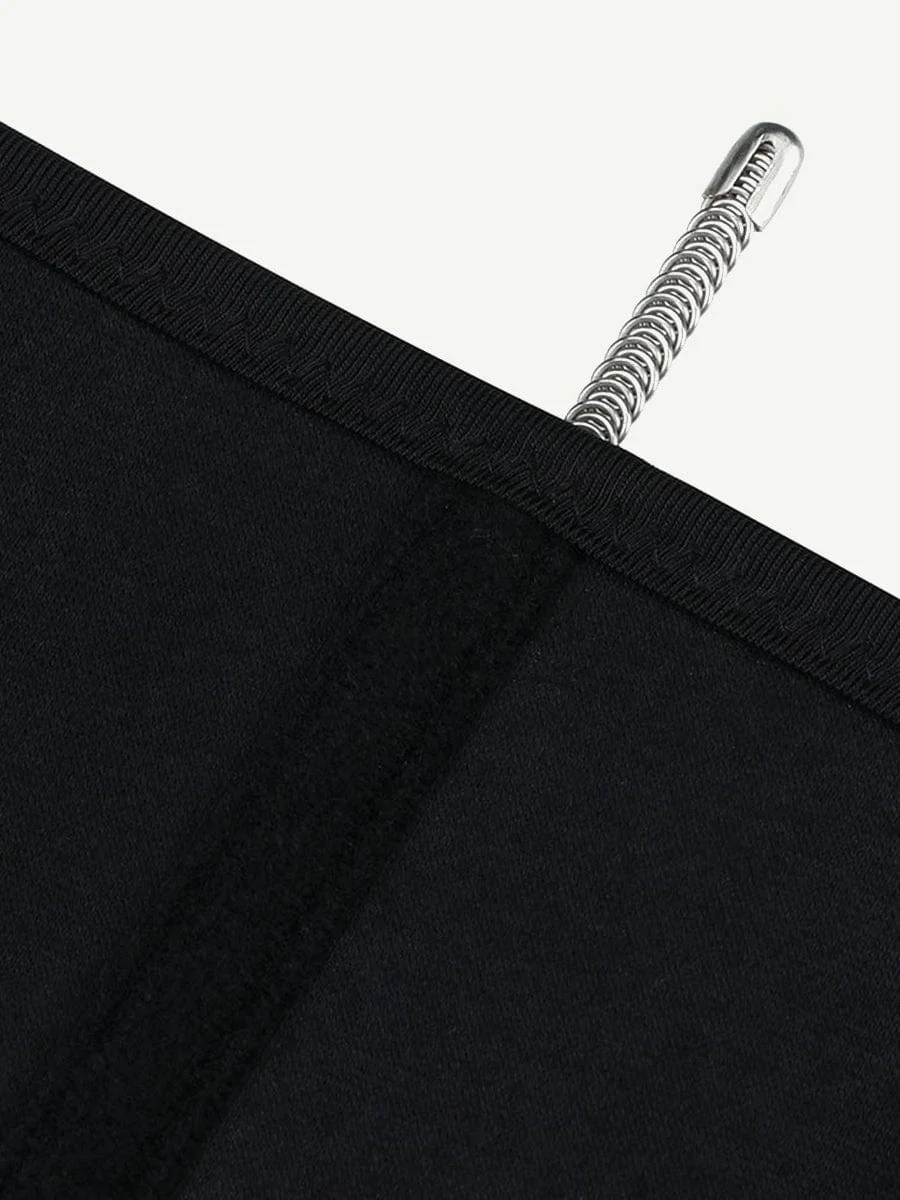 Black 7 Steel Bones Waist Cincher Double Belts Body Trimmer