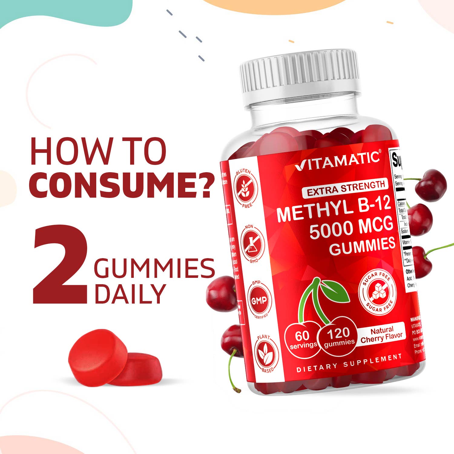 Vitamatic Vitamin B12 5000mcg (Methyl B12) Gummies