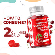 Vitamatic Vitamin B12 5000mcg (Methyl B12) Gummies