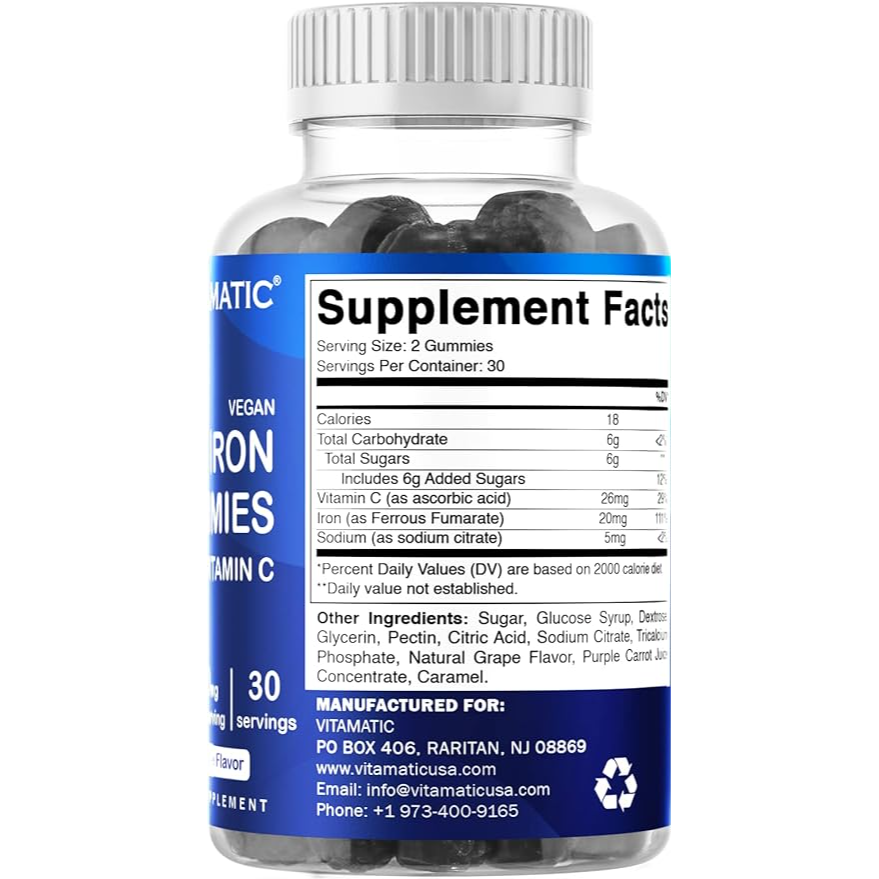 Vitamatic Iron 20mg with Vitamin C | 60 Vegan Gummies
