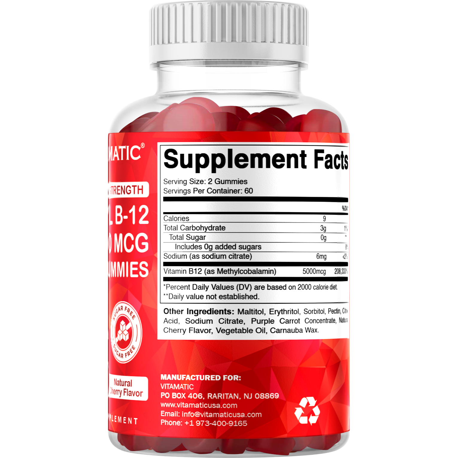 Vitamatic Vitamin B12 5000mcg (Methyl B12) Gummies