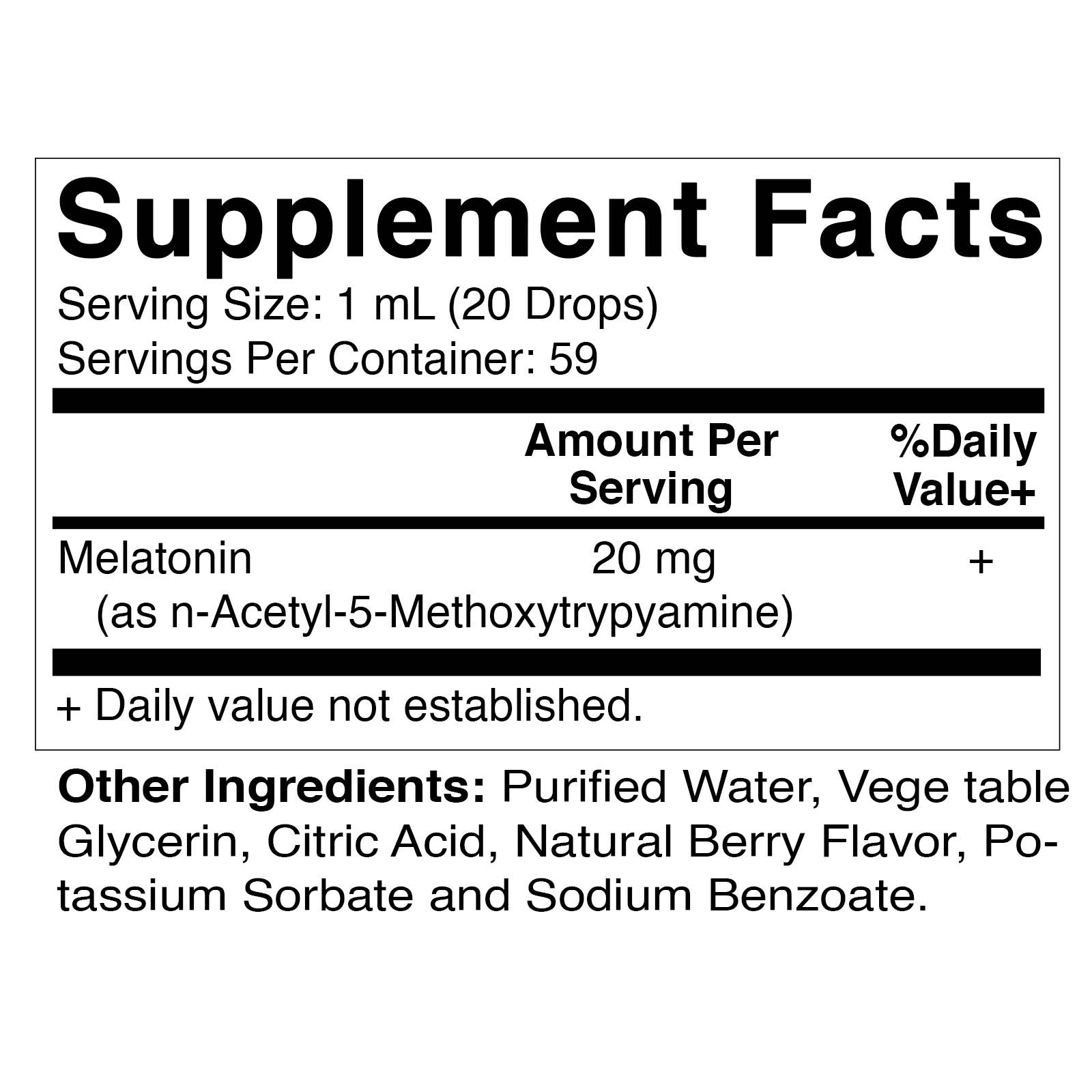 Vitamatic | Melatonin 20mg Liquid Drops Natural Berry Flavor