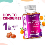 Vitamatic Folic Acid Gummies 1000mcg (1 mg)