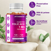 Vitamatic Folic Acid Gummies 1000mcg (1 mg)