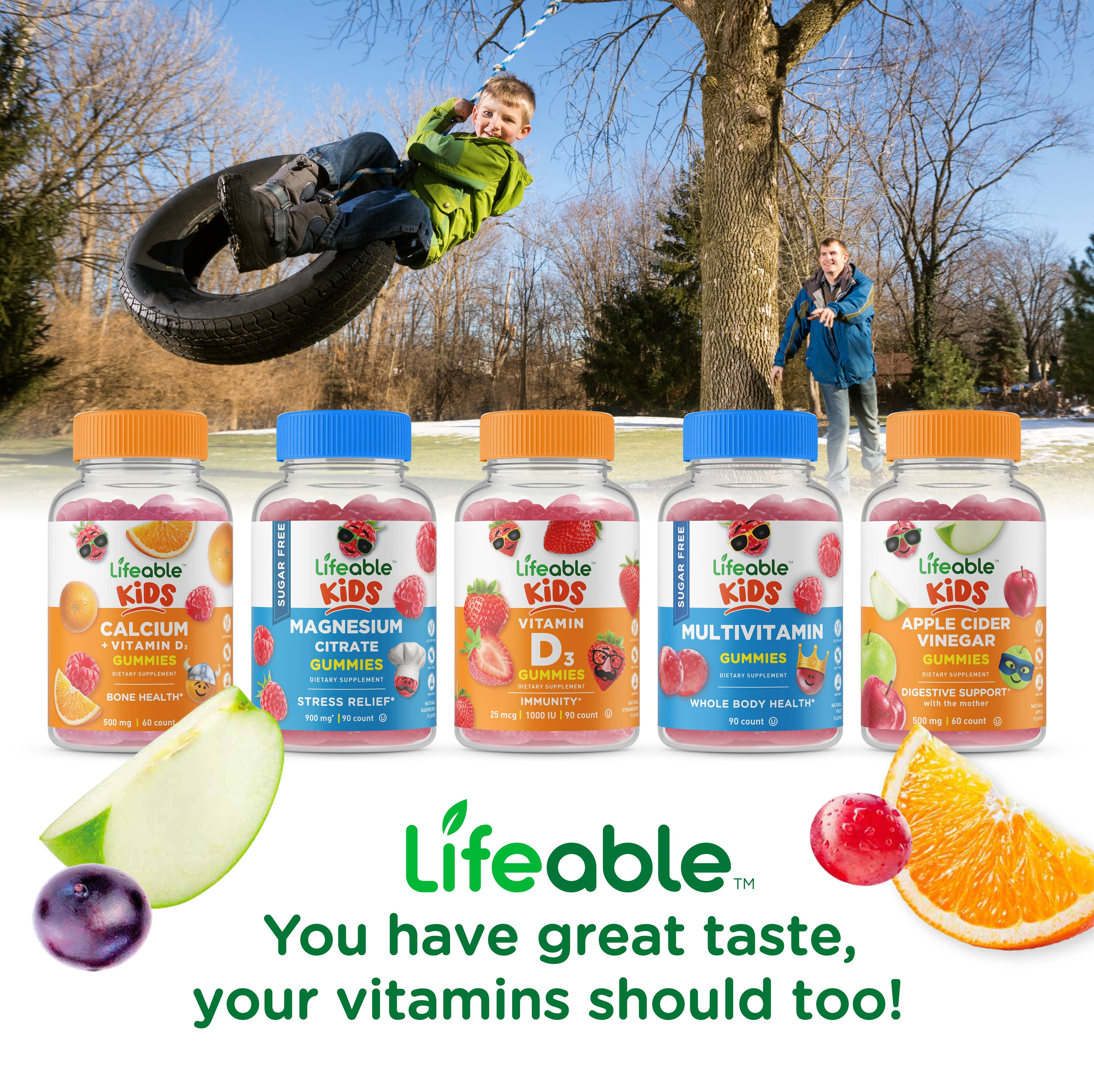 Lifeable Calcium, Magnesium, Zinc + Vitamin D Kids Gummies