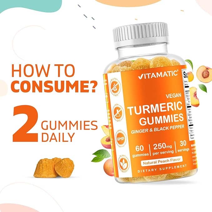 Vitamatic Turmeric Ginger with Black Pepper 60 Vegan Gummies