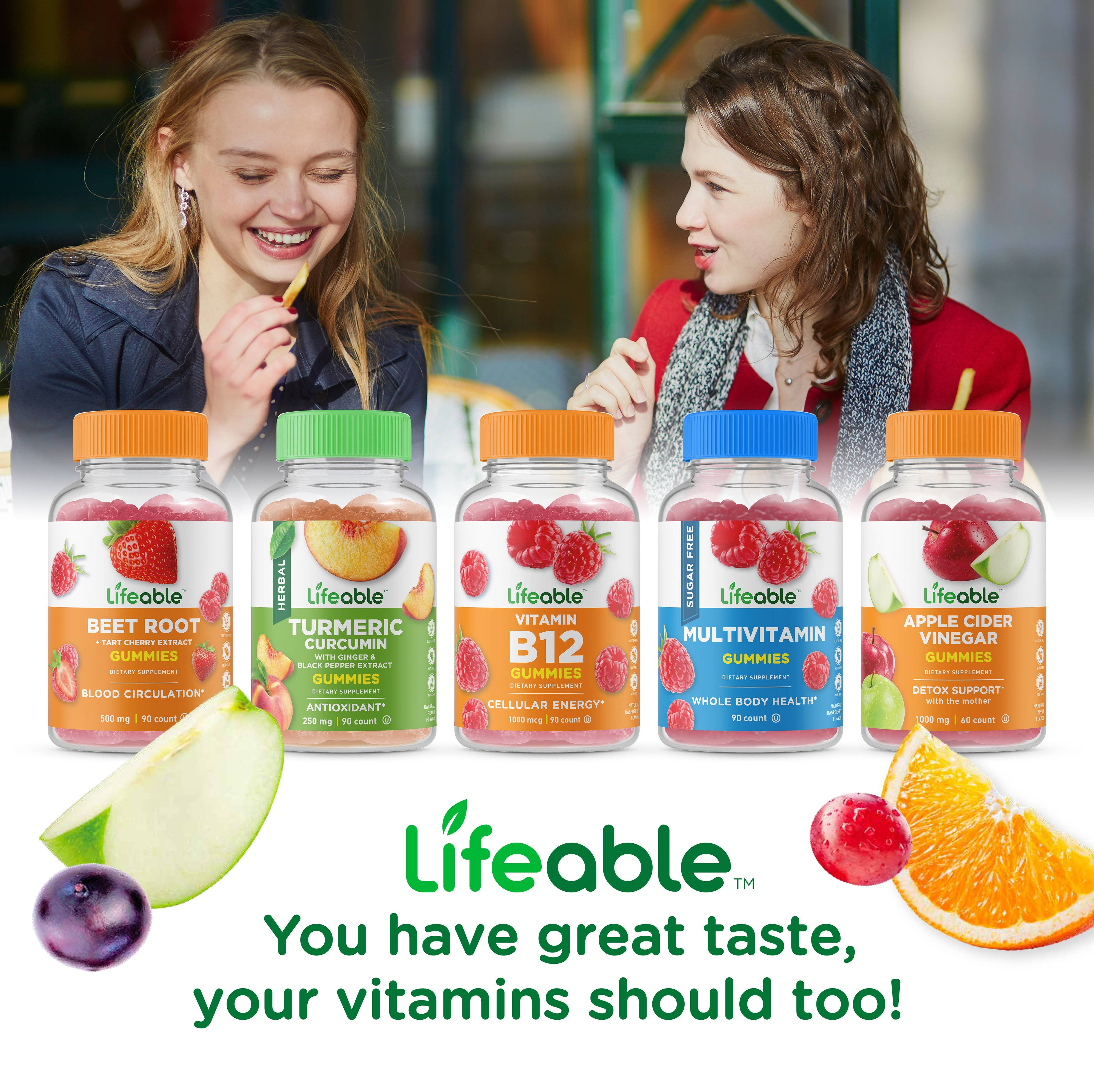 Lifeable Sugar Free Vitamin B Complex with Vitamin C Gummies