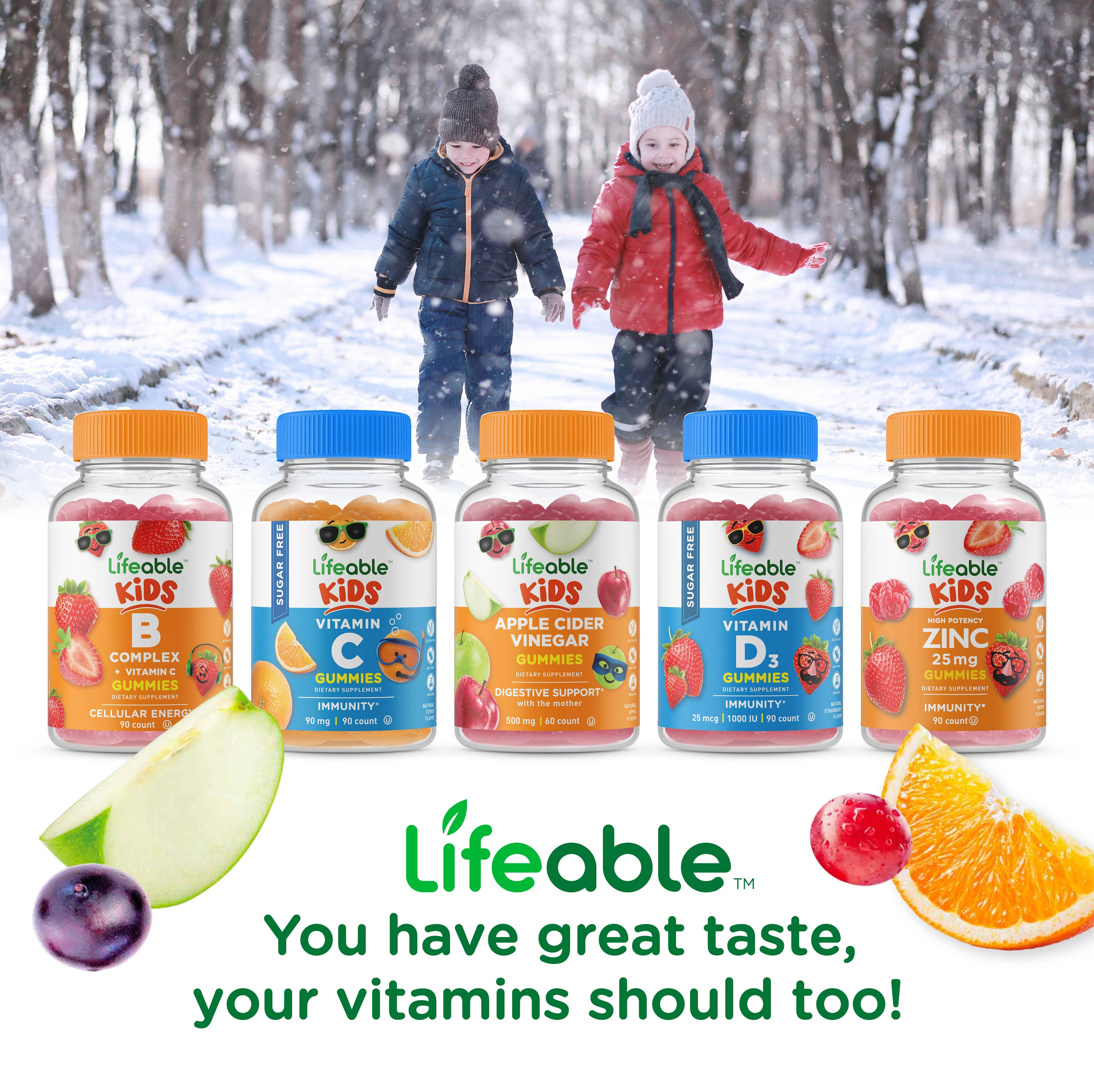 Lifeable Kids Immune Support Elderberry Vit C + Zinc Gummies