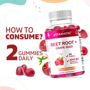 Vitamatic | Beet Root 3000mg Per Serving | 60 Gummies