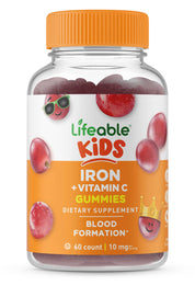 Lifeable Iron for Kids 10 mg + Vit C Gummies, Iron Levels