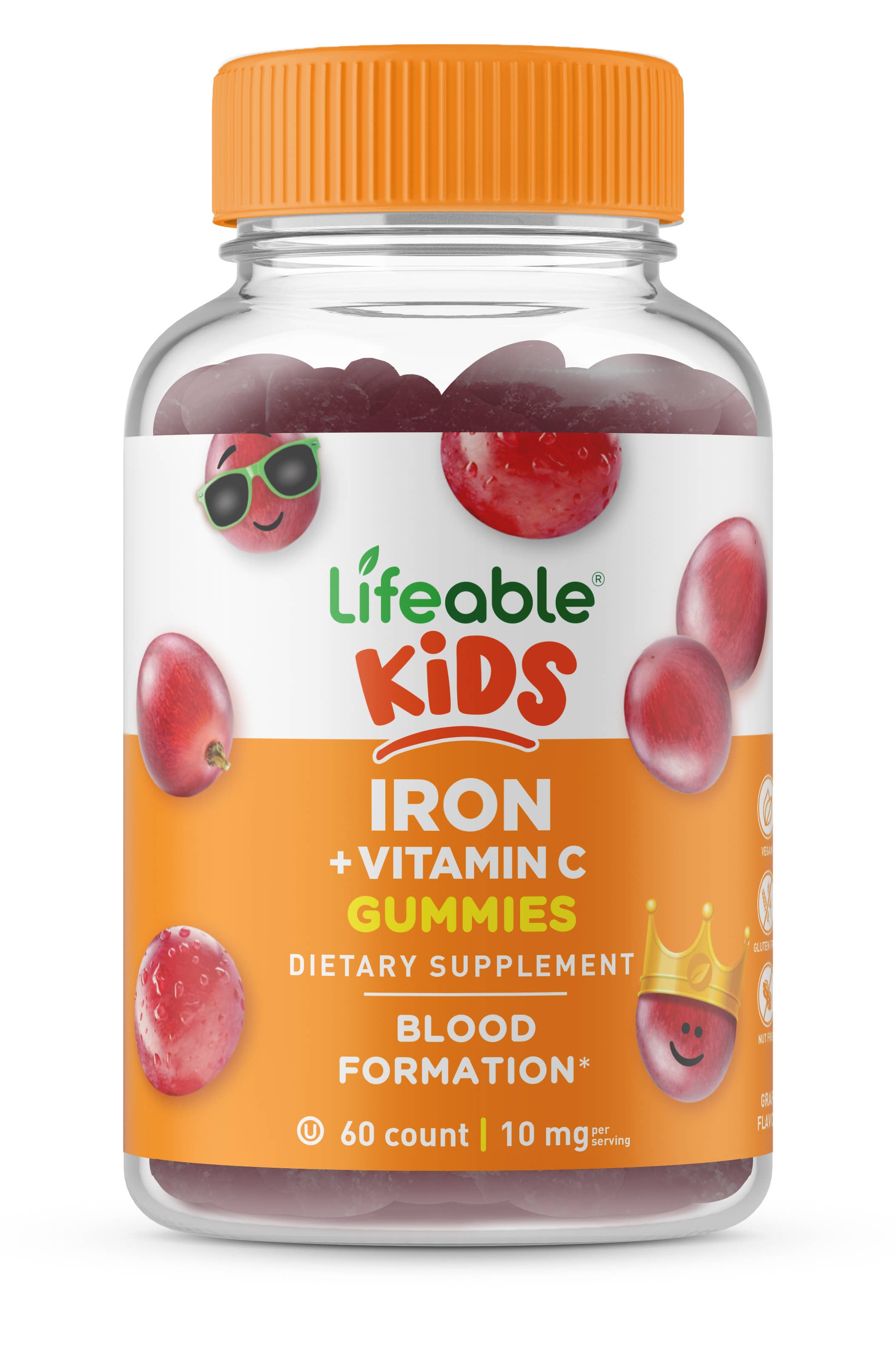 Lifeable Iron for Kids 10 mg + Vit C Gummies, Iron Levels
