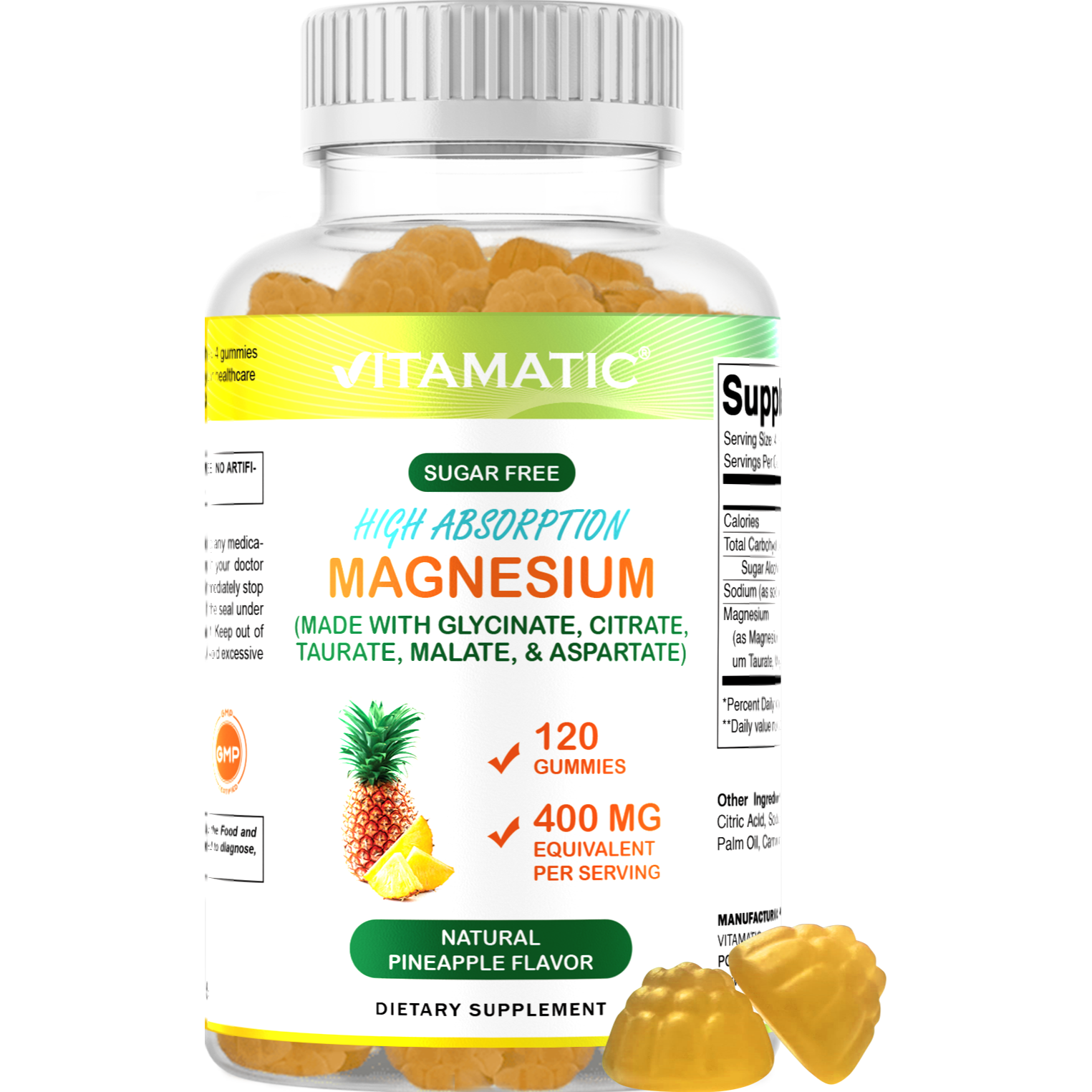 Vitamatic | Magnesium 400mg per Serving | 120 Gummies