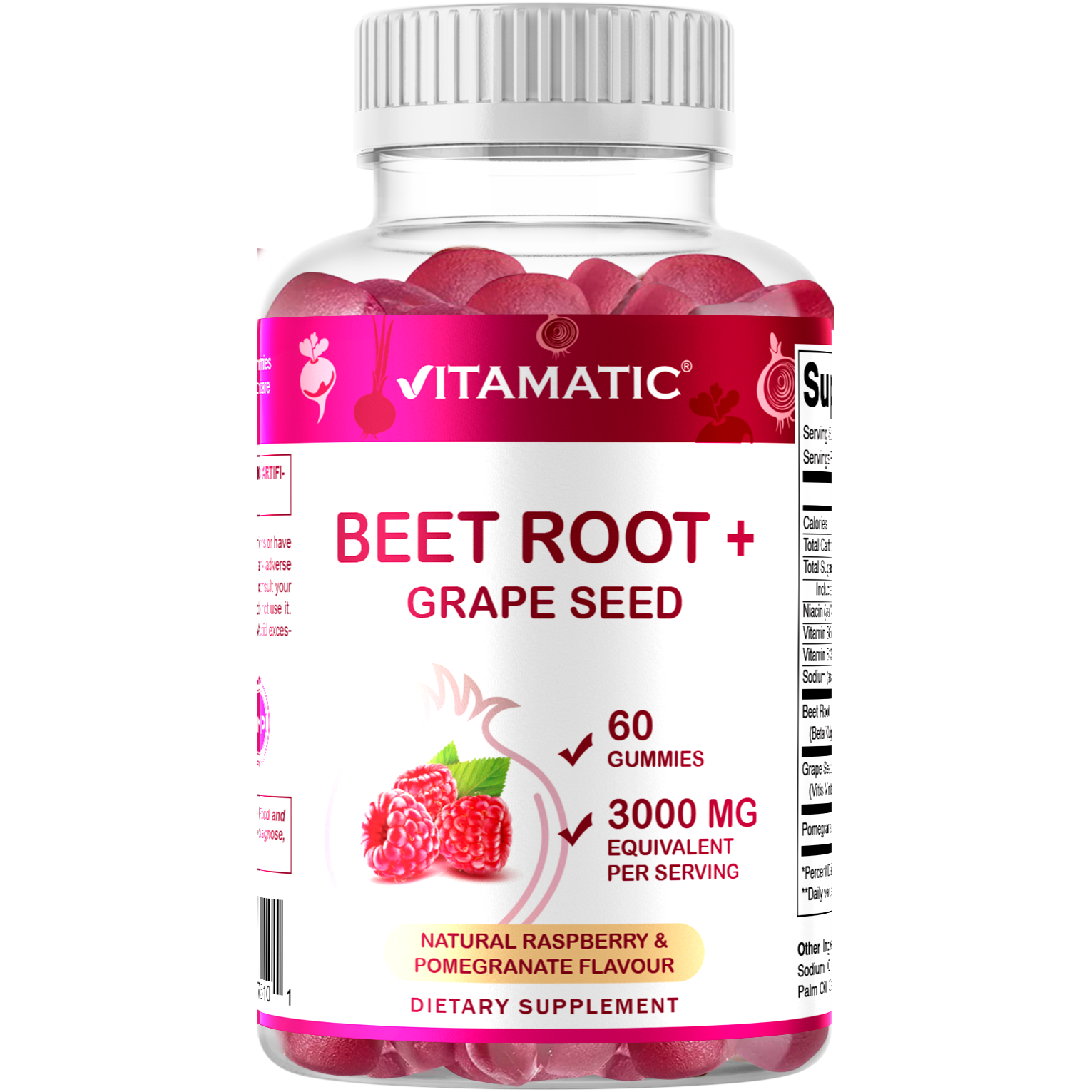 Vitamatic | Beet Root 3000mg Per Serving | 60 Gummies
