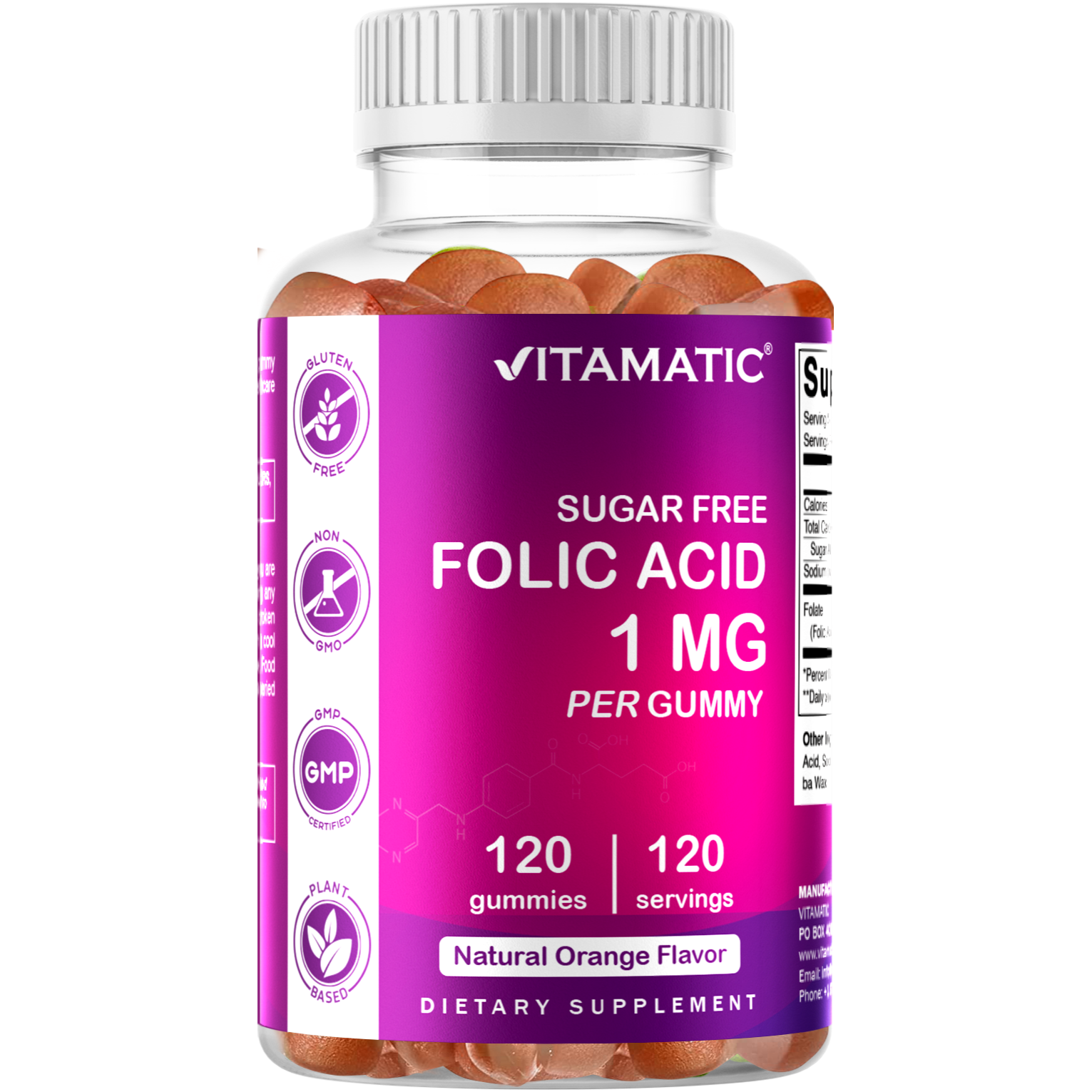 Vitamatic Folic Acid Gummies 1000mcg (1 mg)
