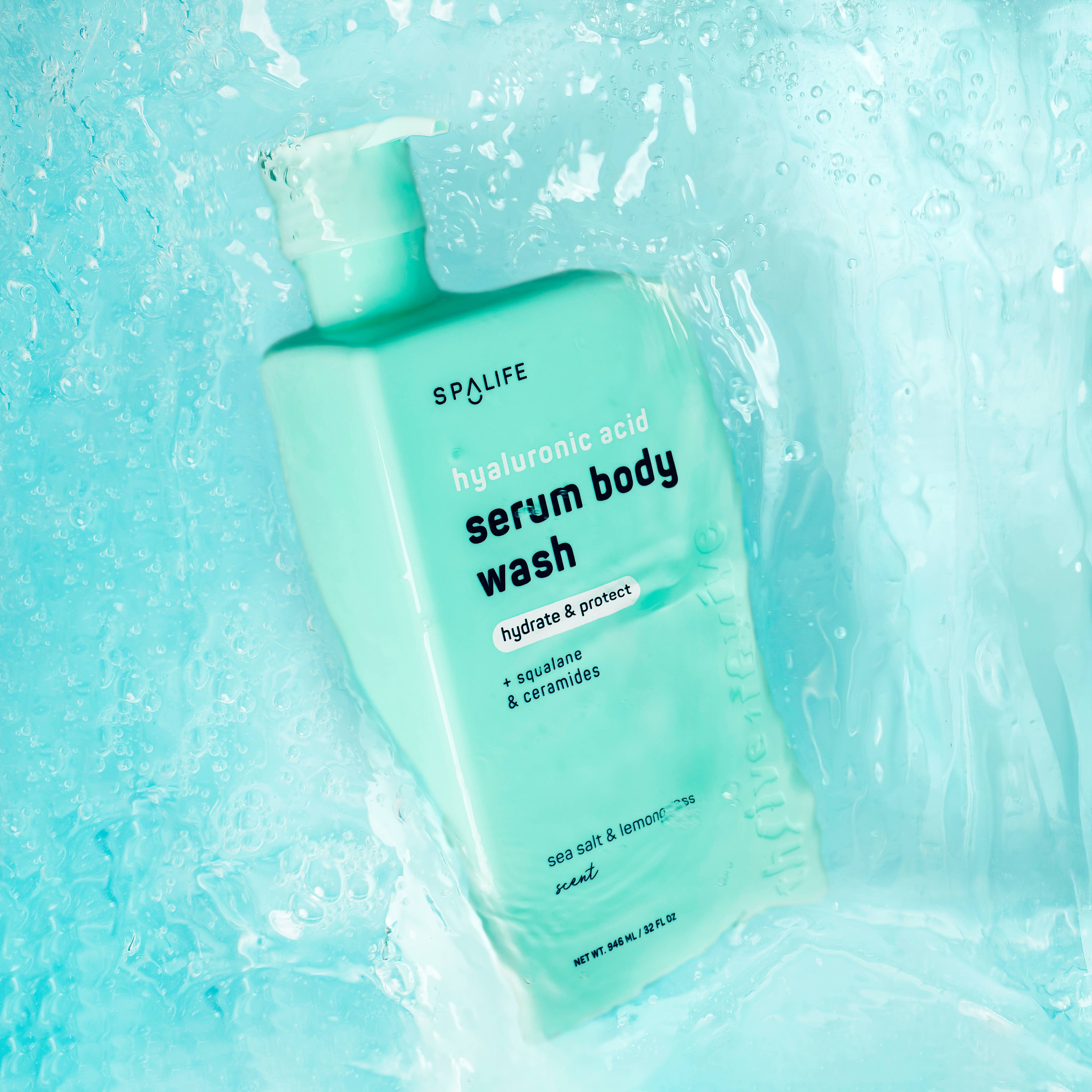 Hyaluronic Acid Serum Body Wash, Sea Salt & Lemongrass Scent