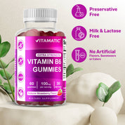 Vitamatic | Vitamin B6 100mg | Strawberry Flavor| 60 Gummies