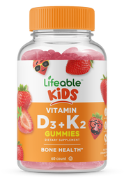 Lifeable Vitamin D3 + K2 Gummies for Kids - Great Tasting!