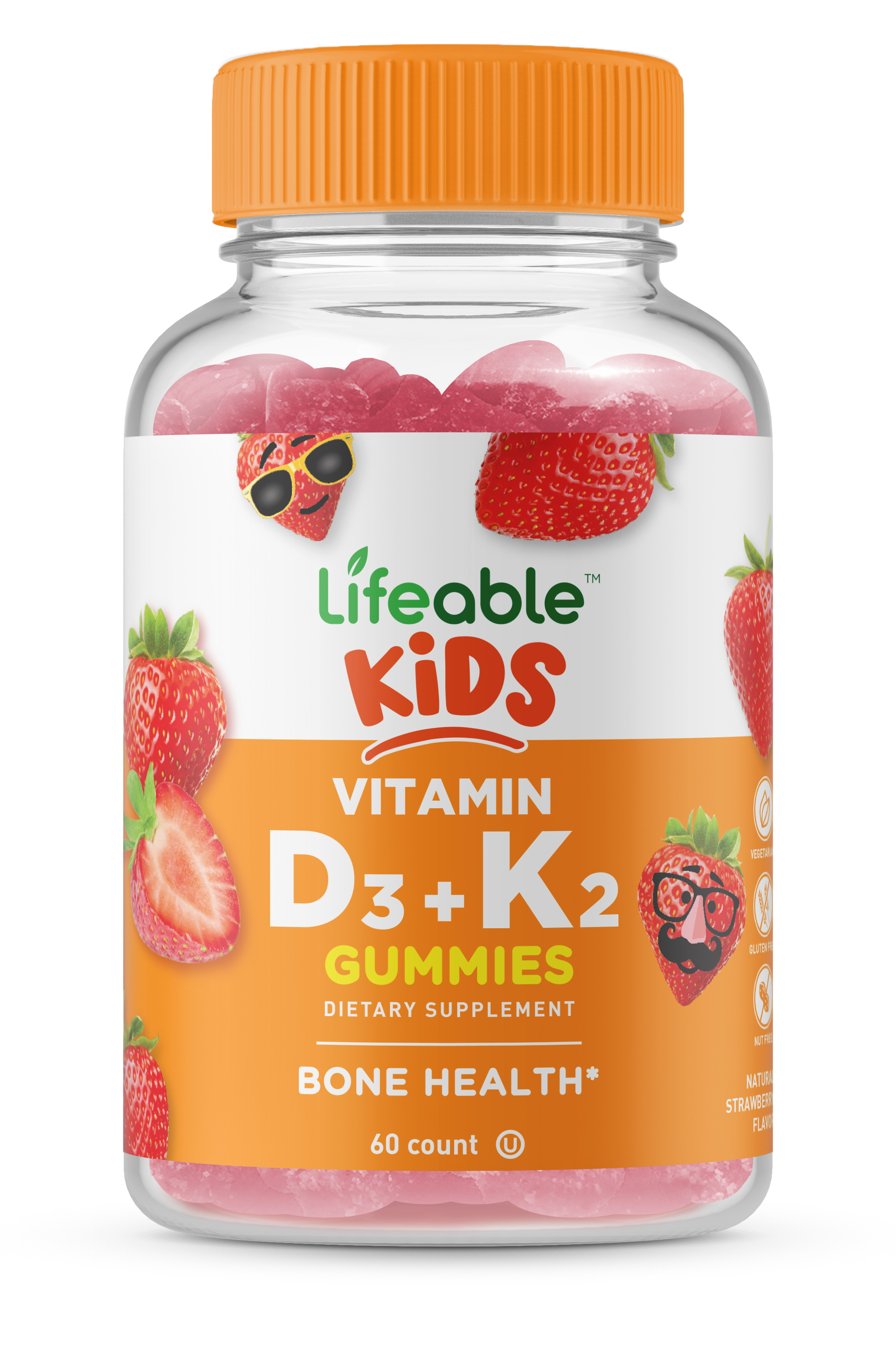 Lifeable Vitamin D3 + K2 Gummies for Kids - Great Tasting!
