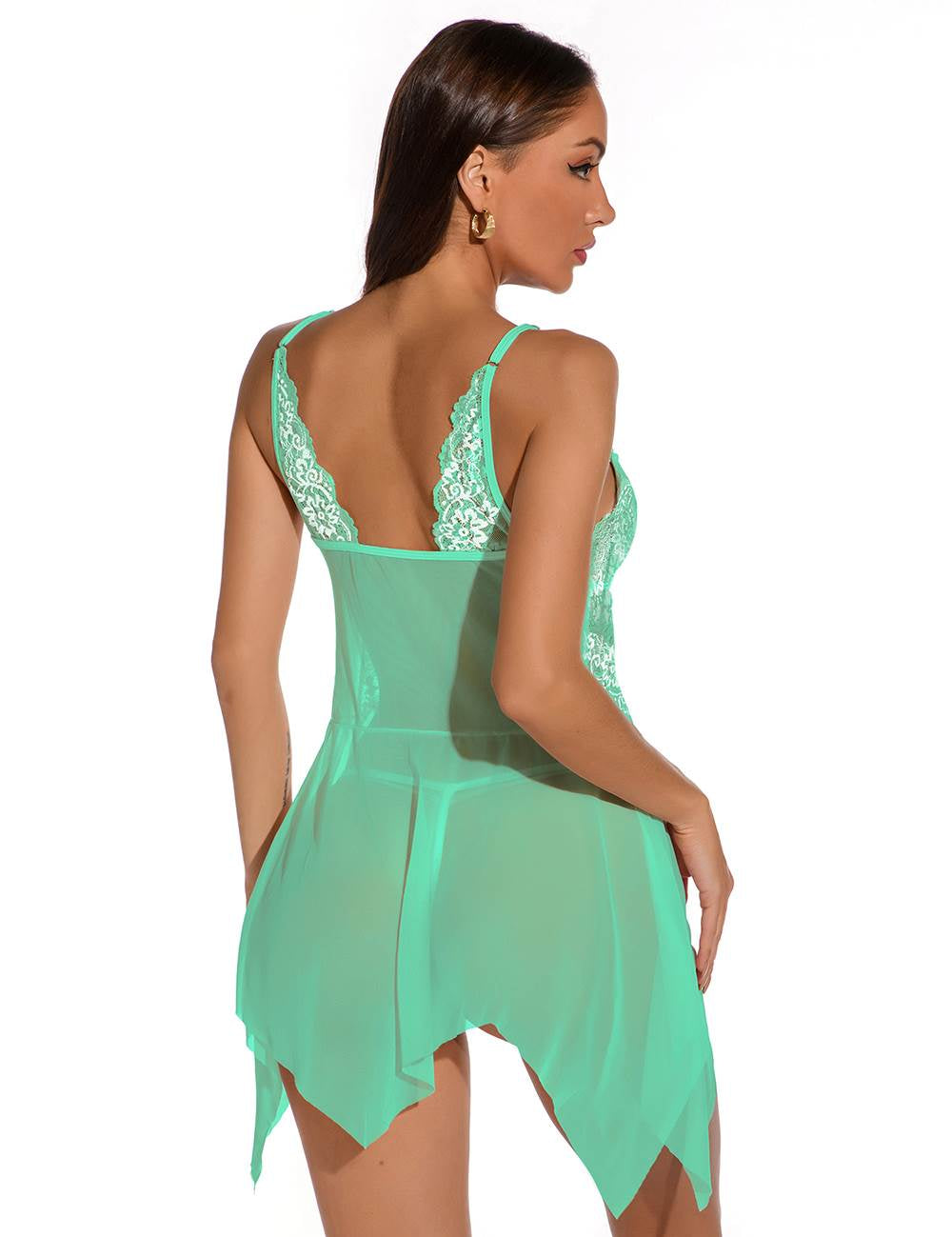Lace Stitching Irregular Skirt Perspective Babydoll