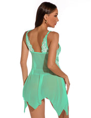 Lace Stitching Irregular Skirt Perspective Babydoll