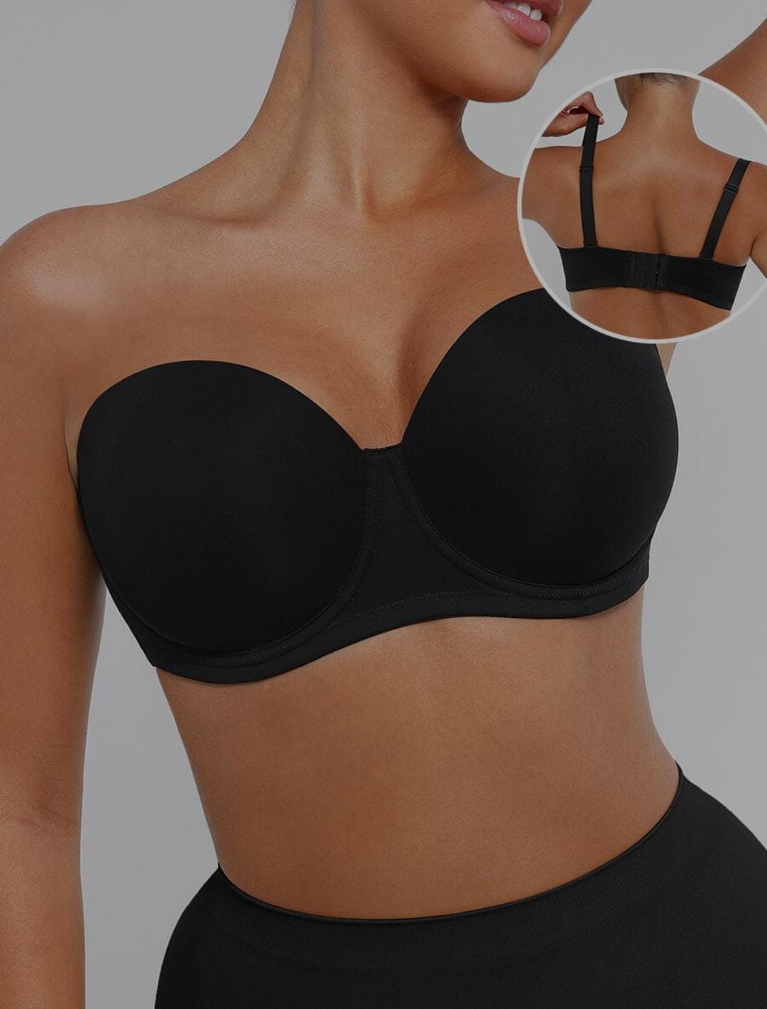 Strapless Non-slip Gathering Bust Support Underwire 1/2 Cup Bra