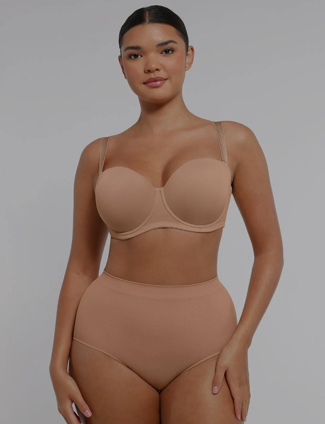 Strapless Non-slip Gathering Bust Support Underwire 1/2 Cup Bra