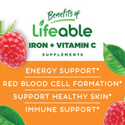 Lifeable Iron for Kids 10 mg + Vit C Gummies, Iron Levels