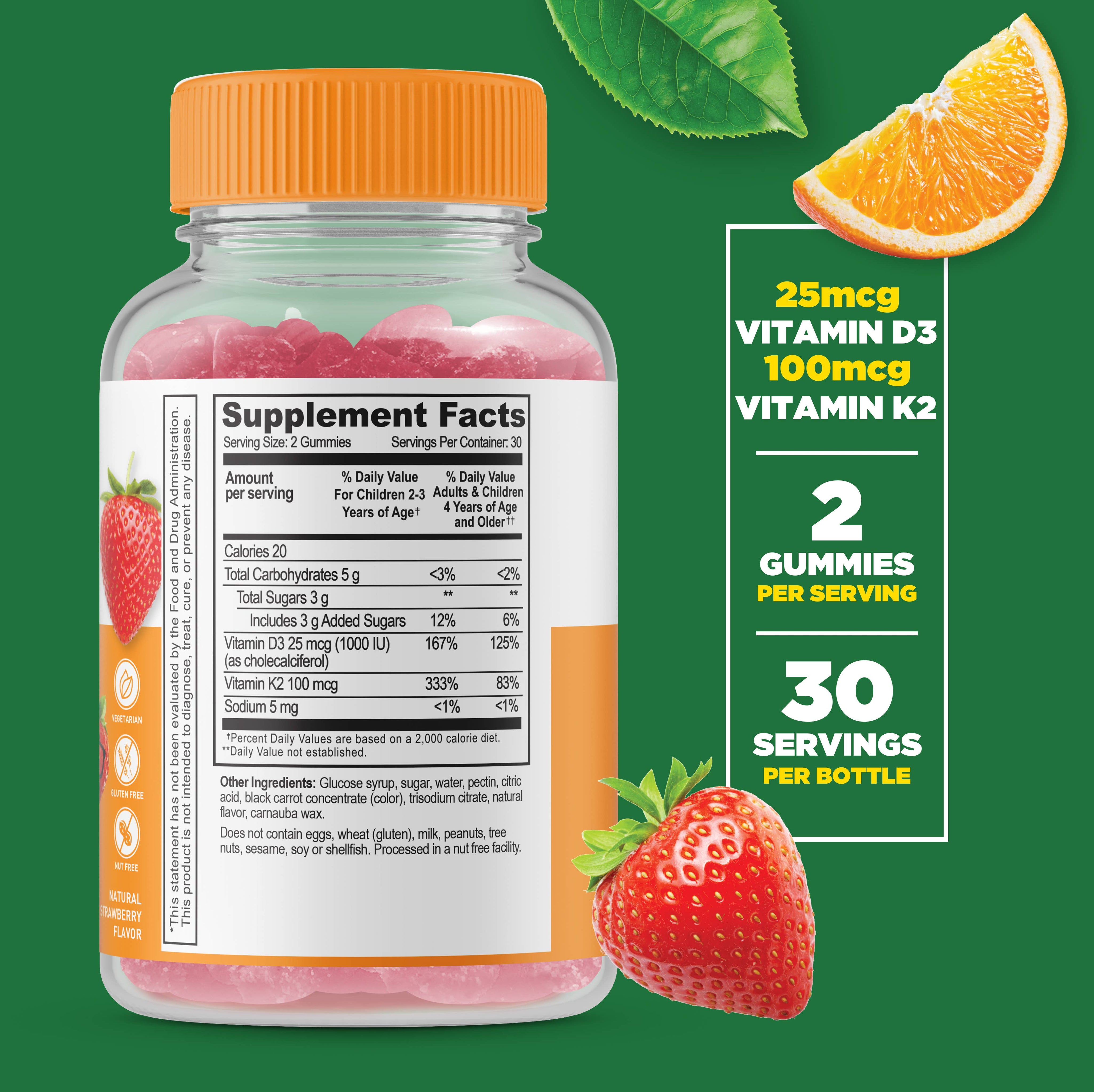 Lifeable Vitamin D3 + K2 Gummies for Kids - Great Tasting!