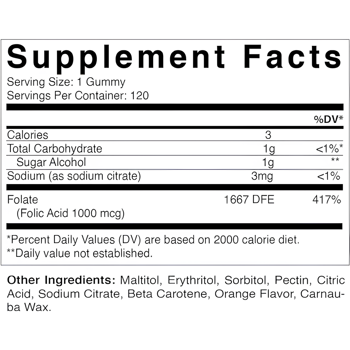 Vitamatic Folic Acid Gummies 1000mcg (1 mg)