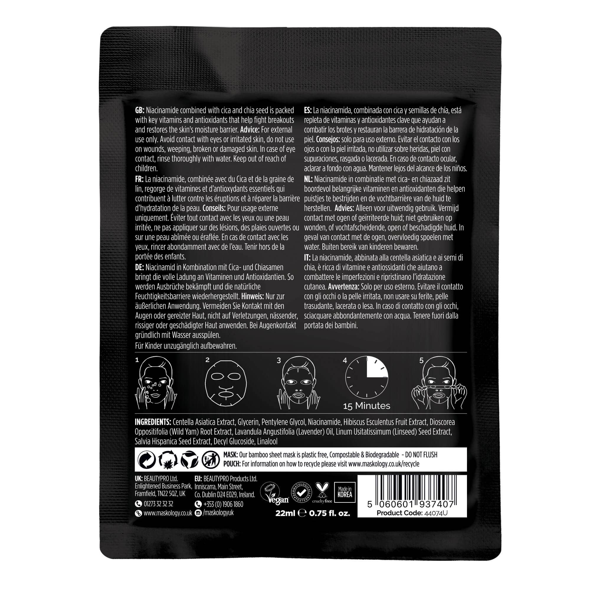 +maskology NIACINAMIDE Professional Sheet Mask