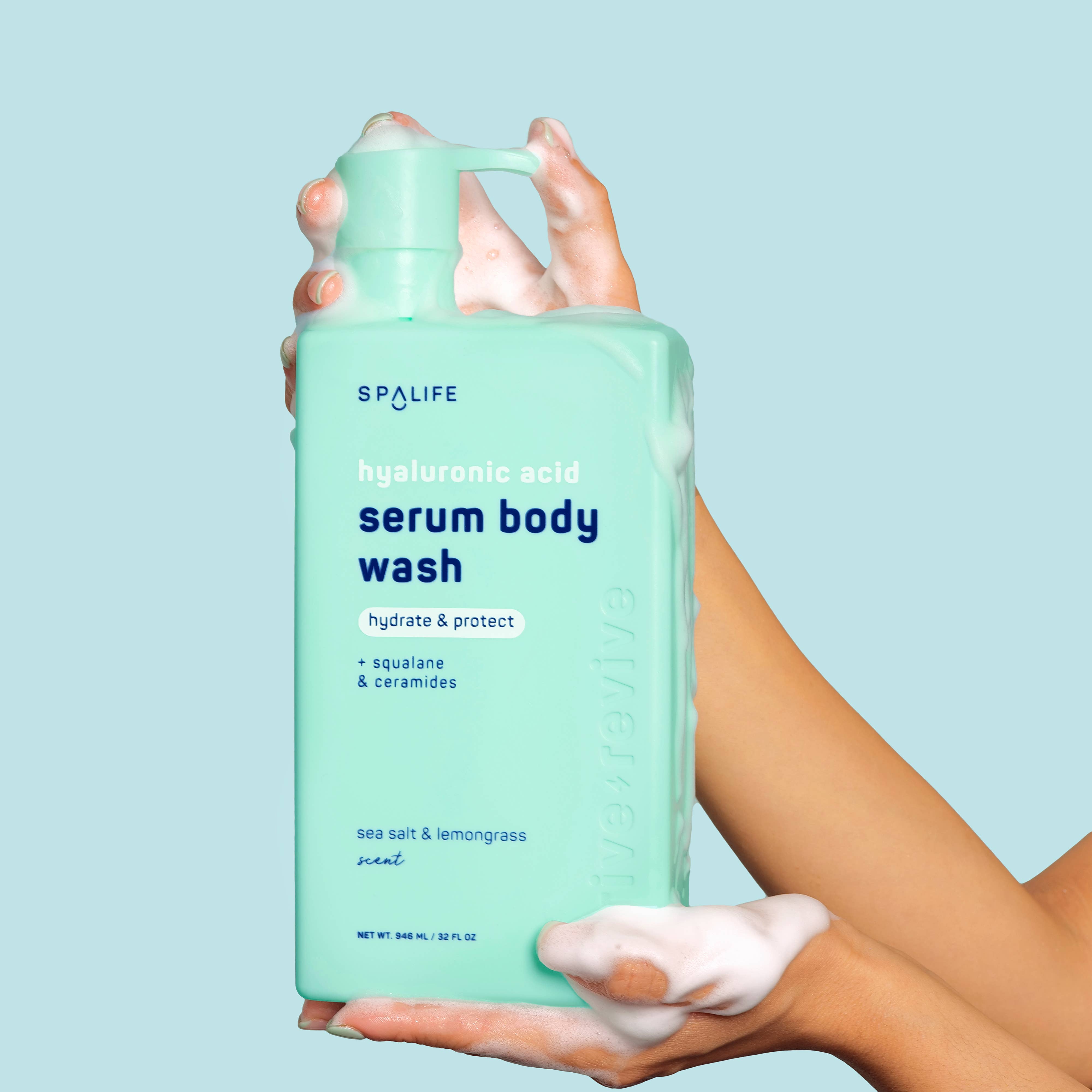 Hyaluronic Acid Serum Body Wash, Sea Salt & Lemongrass Scent