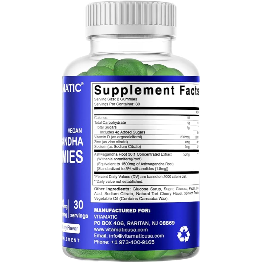 Vitamatic Ashwagandha 1500mg | 60 Vegan Gummies