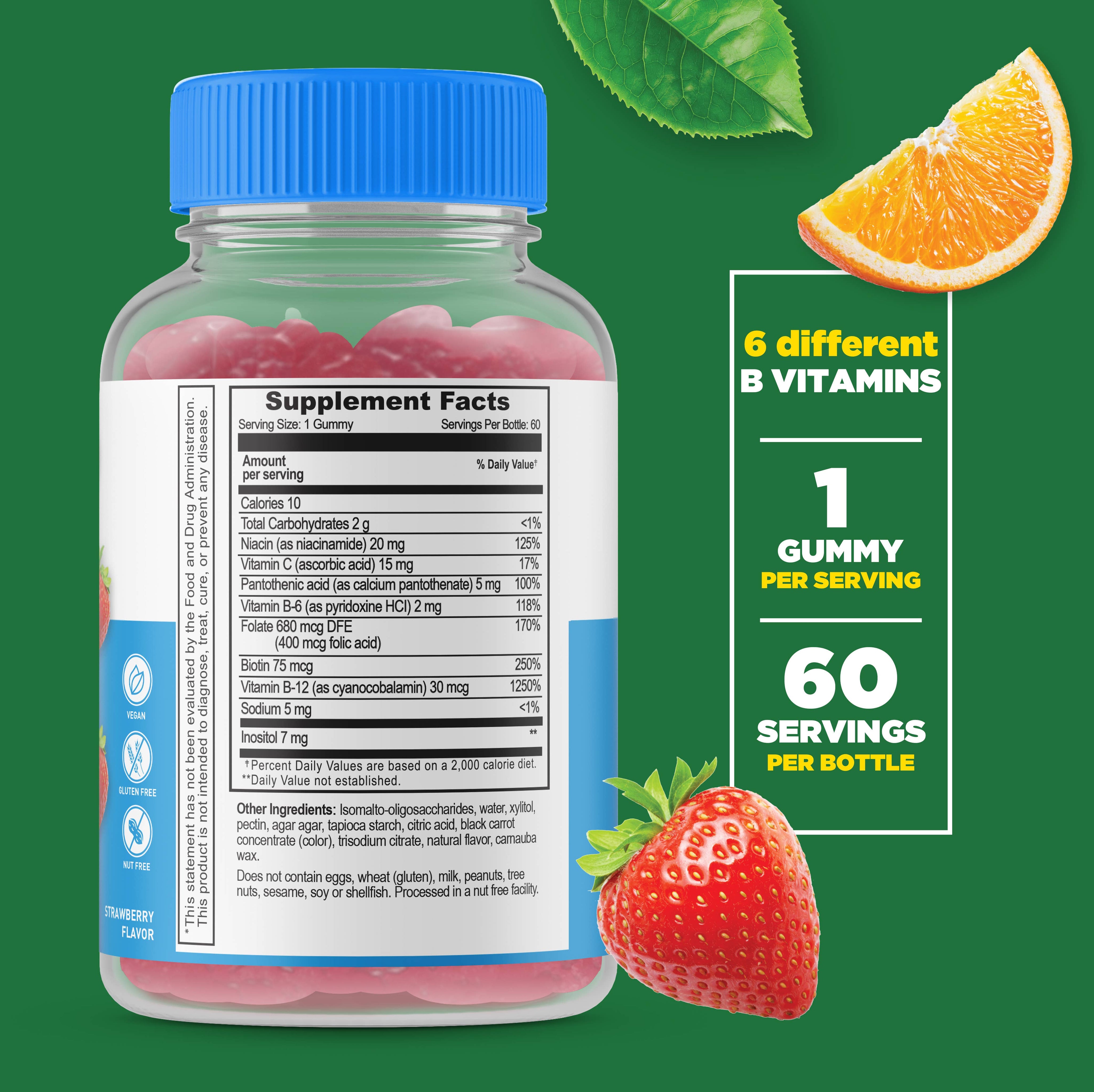 Lifeable Sugar Free Vitamin B Complex with Vitamin C Gummies